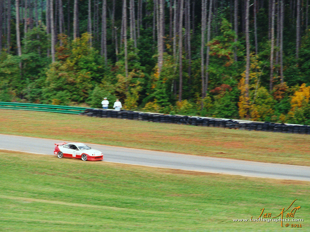 Pierre Kleinubing wreck @ VIR 1
In the practice session, Pierre comes through turn 10 hot and pushes wide, then makes the classic mistake right here of over-correcting.  The car shoots back across the track...
