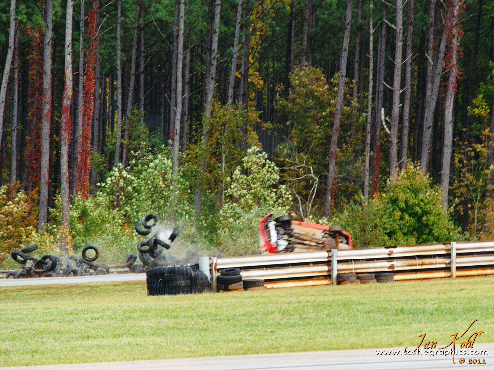 Pierre Kleinubing wreck @ VIR 3
...and it begins to tumble down the track.
