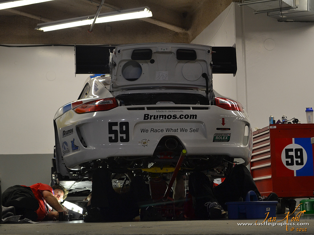 Thursday Practice: Porsche 
#59 Brumos team working on the car late Thursday
Keywords: 2012 Rolex 24