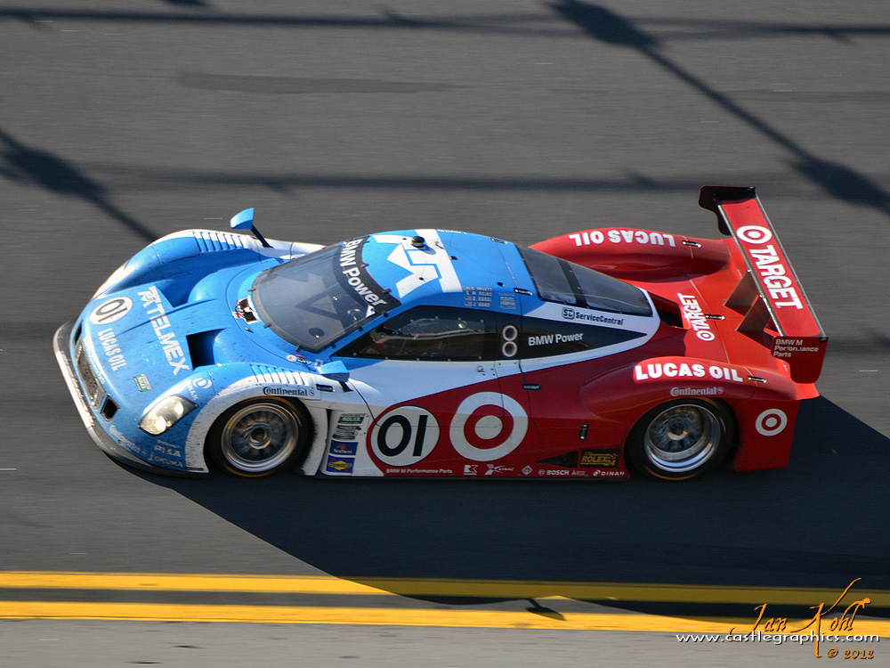 Rolex 24, Sunday: Pruett to pass...
Scott Pruett also takes the reins in the final stint with the Ganassi #01 BMW/Riley DP.  However, it was not to last...with an hour left to go, the transmission gave out.
Keywords: 2012 Rolex 24