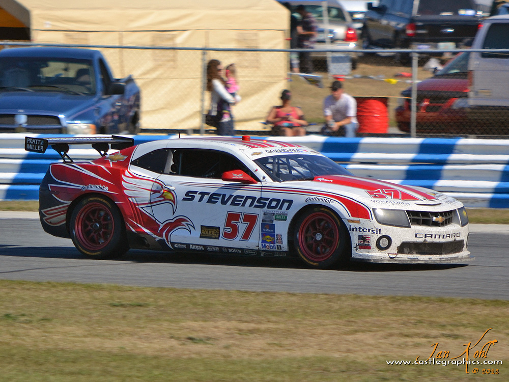 Rolex 24, Sunday: Racing Camaro
The Stevenson Camaro GT.R didn't do bad, being the highest placed non-Porsche in the GT class in 4th.
Keywords: 2012 Rolex 24