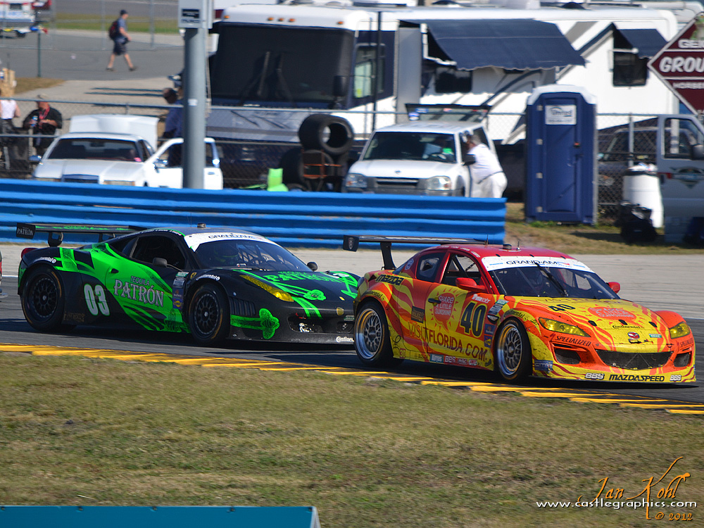 Rolex 24, Sunday: Mazda & Ferrari...
An RX8 and 458 face off in the infield.
Keywords: 2012 Rolex 24