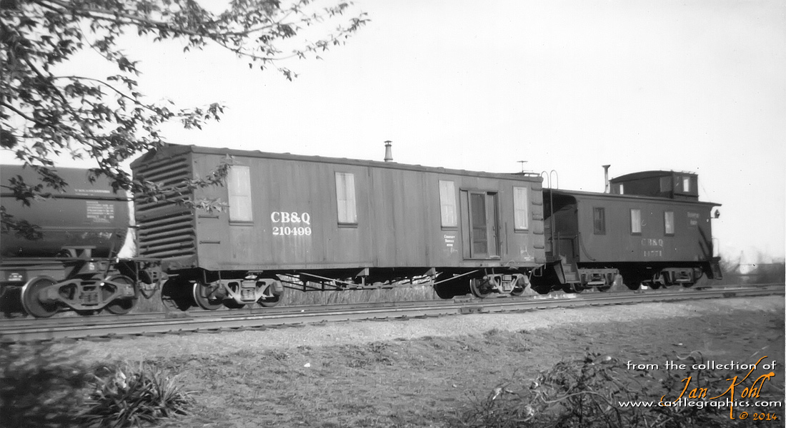 CB&Q work train, Louisiana, MO.
A CB&Q MoW train sits at Louisiana, MO.
