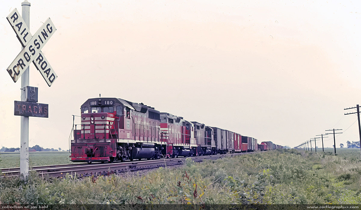 CB&Q GP40 in St Charles
Q freight sits at the Seeburger siding in 1968
